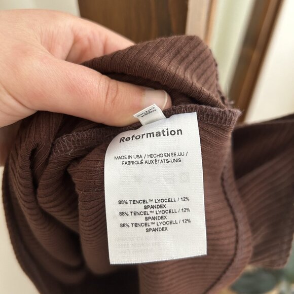 Reformation Women's Medium Brown Ribbed Knit Tank Top - Picture 9 of 11